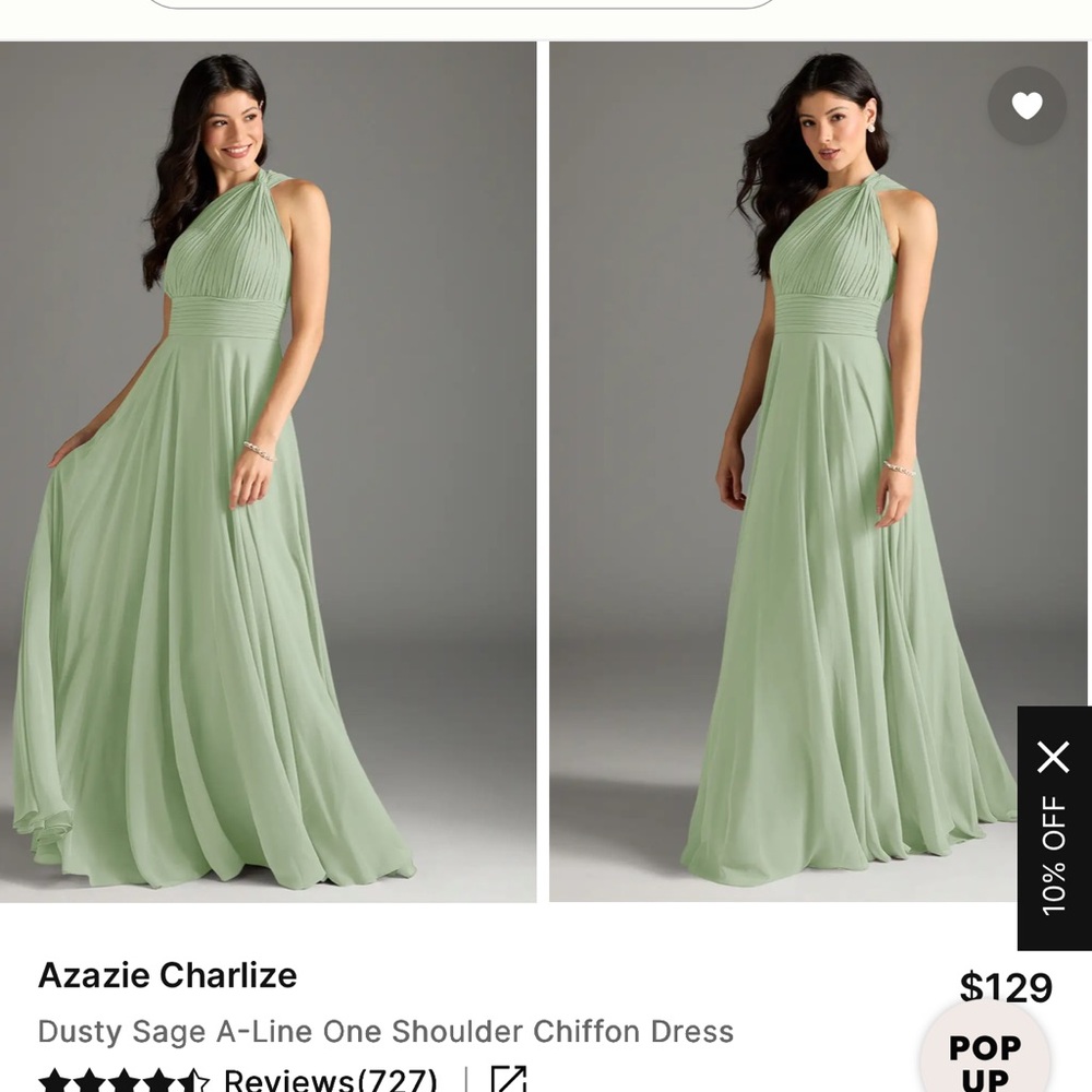 Azazie Dusty Sage One-Shoulder Chiffon Gown